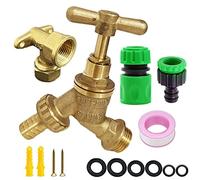 YAAVAAW Kit de robinet extérieur - Raccord BSP 1,27 cm, plaque murale laiton, ensemble raccords extérieur, robinet eau réservoir IBC, montage mural