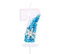 YAAVAAW La Reine des Neiges Bougie 7ème Anniversaire pour Gâteau Thème Sirène Bleue Flocon de Neige Flocon de Neige Sans Odeur Cire Ecologique