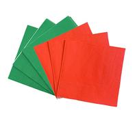 YAAVAAW Lot de 40 serviettes en papier jetables de couleur unie pour dîner, cocktail - 2 plis - pour fête de Noël et bar - 33 cm - vert et rouge