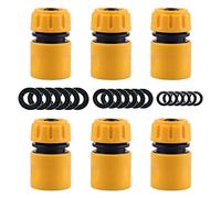 YAAVAAW Lot de 6 connecteurs d'extrémité de tuyau - Raccord rapide pour tuyau d'arrosage de 1,27 cm (livré avec 18 rondelles de remplacement)