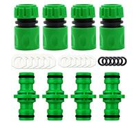 YAAVAAW Lot de 8 connecteurs de tuyau d'arrosage - Contient 4 connecteurs d'extrémité et 4 rallonges double mâle