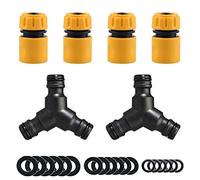 YAAVAAW Raccords de Tuyau d'Arrosage 6 Pièces - y Compris 4 Pièces de Raccords d'Extrémité et 2 Pièces de Distributeur Mâle En Y, Adapté Aux Connecteurs Rapides et Déviateurs d'Extrémité de 1/2 Pouce