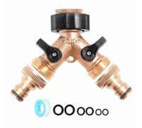 YAAVAAW Répartiteur de tuyau d'arrosage en laiton pour robinet de jardin extérieur 2 voies, double connecteur de tuyau multi-robinet 2 voies pour connecter deux tuyaux à un robinet extérieur de 1,27