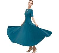 Yaaxinb Robe de Danse de Salon pour Femmes Valse Moderne & Flamenco pour bals Performances de Danse lyrique Long Swing,Bleu,L
