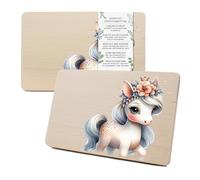 Yabaduu RV007 Planche à petit-déjeuner individuelle en bois pour enfants - 23,5 x 15 cm - Motif animal - Cadeau d'anniversaire d'enfant - RV007 (10 chevaux, sans nom au choix)
