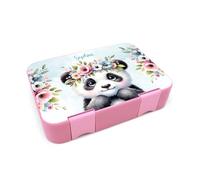 yabaduu Schmatzfatz Film de protection pour boîte à lunch Junior - Ajustement parfait - 20,45 x 14 cm - Avec nom au choix - Autocollant mat - Accessoire boîte à déjeuner - Motif panda -