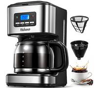 Yabano Cafetière Filtre, Electrique Programmable à 12 Tasses(1.5L), système de maintien au chaud et anti-goutte 40 min, réutilisable, technologie d'infusion rapide, 900W, Noir