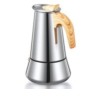 Yabano Cafetière Italienne Inox 6 Tasses, 350ml Moka Pot Compatible Induction, Cafetière Espresso Traditionnelle pour Cuisinière à Gaz ou Électrique, Cafetière Espresso Maison & Camping