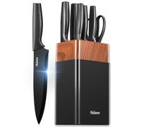 Yabano Couteau Cuisine, 7 Pièces Set Couteau Cuisine en Acier Inoxydable, Ustensiles de Cuisine avec Bloc Couteaux, Compris Couteau de Chef Pain etc