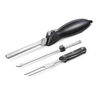 Yabano Couteau Électrique Cuisine 100W, 2 Lames & 1 Fourchette, Noir