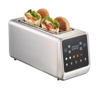 Yabano Grille-Pain 4 Tranches avec Écran Tactile & Fonction Mémoire, Technologie Single-Slice, Minuteur, Fonctions Décongélation & Réchauffage, Grille-Pain Inox avec 6 Niveaux de Brunissage & 5 Progra