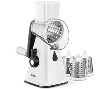 Yabano Hachoir & râpe électrique, Trancheuse Robot, Coupe Legumes Multifonctions avec 3 Lames de Tambour Détachables, coupe legume pour Pommes de Terre, Forte Aspiration, Carottes, Fromage, Noix, etc