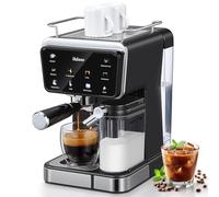 Yabano Machine à expresso, 20 bars, avec mousseur à lait automatique de 500 ml, 6 boissons, écran tactile couleur, réservoir d'eau de 1,5 l, cafetière cappuccino et latte, 1450 W