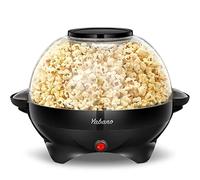 Yabano Machine à Popcorn, Électrique Machine à Pop Corn avec Plateau de Cuisson Détachable, Revêtement Antiadhésif, Bol de 5l Couvercle 2-en-1, Noir