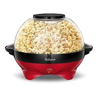 Yabano Machine à Popcorn, Électrique Machine à Pop Corn avec Plateau de Cuisson Détachable, Revêtement Antiadhésif, Bol de 5l Couvercle 2-en-1, Rouge