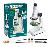 Yabauuop Microscope Portable pour, Kit d'Observation Végétale avec Loupe, Loupe 200X À 1200X avec Éclairage LED pour Curieux Filles Garçons Jeunes Scientifiques Élèves du Primaire