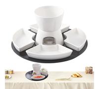 Yabauuop Set Fondue Chocolat | Set Fondue Céramique Réchaud Beurre - Bol à pour Desserts Maison,Soirées Romantiques Buffet Fromage Événements Festifs Pique-Nique