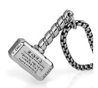 YABEME Nordic Viking Thor Marteau Pendentif en Acier Inoxydable Collier Mjolnir Puissant Dieu Arme Rune Amulette Celtique Bijoux Cadeau 24 Pouces Lien Chaîne de Perles