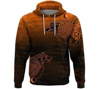 YABEME Sweat a Capuche Nordique Odin Fenrir, Impression 3D pour Hommes Viking Yin Yang Loup Celtique Rétro Rune Tatouage Pull Décontracté Sweat-Shirt,Orange Hoodie,S