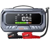 Booster Batterie Voiture avec Compresseur 6000A 160PSI YaberAuto Booster Batterie Moto avec 65W Charge Rapide (Tous Gaz/12,0L Diesel),Démarreur avec Gonfleur,Câble Rallongé,Grand Écran et Lumière LED