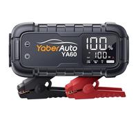 YaberAuto YA60 Batterie de démarrage, à charge rapide, 45 W, avec écran LCD de 3,3", lampe de poche LED 600 lumens, courant de crête 6000 A, pour voiture