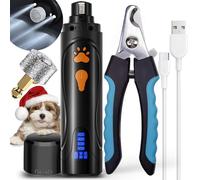 YABIFE Broyeur à griffes pour chien, coupe-griffes et coupe-ongles pour chien, super silencieux, électrique, rechargeable, pour petits chiens et grands chats, 3 vitesses, 2 roues de meulage