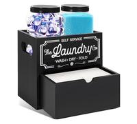 Yabound Lot de 3 porte-serviettes et distributeurs, tiroirs pour sèche-linge avec couvercle à charnière, récipient pour serviettes de séchage pour lessive, feuilles de détergent, pinces (noir)