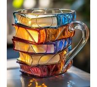 Yabound Tasse de livre peinte, tasse à café 3D peinte de livre 2025 tasse à café à motif livre peint pour lecteur, écrivain, bibliophile, enseignant