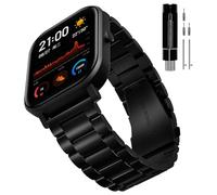 YABZOZ Bracelet Acier Inoxydable Métal Bracelet Remplacement Compatible avec Amazfit GTS 3 / Active 42mm /GTS 4 mini / 2e/ GTS 2 Mini/GTR 42mm / Bip U/Bip U Pro/Pop Bracelets (Nnoir)