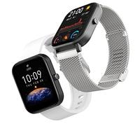 YABZOZ Bracelet Acier Inoxydable Métal Compatible avec Amazfit GTS 4 Mini/GTS 3 / GTS/GTS 2 / GTS 2e/ GTS 2 Mini/GTR 42mm / Bip/Pop/Pop Pro Bracelet (Argent/Blanc)