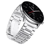 YABZOZ Bracelet Compatible avec Amazfit GTR 2 / GTR 2e / Stratos 3 / GTR 47mm / GTR 3 / GTR3 Pro Metall 22mm Bracelet (argent)