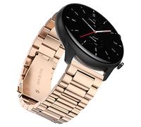 YABZOZ Bracelet Compatible avec Amazfit GTR 2 / GTR 2e / Stratos 3 / GTR 47mm / GTR 3 / GTR3 Pro Metall 22mm Bracelet (or rose)