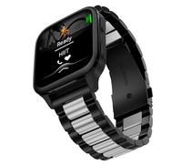 YABZOZ Bracelet compatible avec Garmin Vivoactive 3/3, Venu / 2 Plus/Sq 2 / Sq 2 Music/Forerunner 55/158 / 245/245 Music - Bracelet de rechange en acier inoxydable (noir/argent)