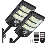 YACAISI Lumière de Rue Solaire Extérieure, 1200W LED Grande Lampe Solaire pour Parking étanche avec Capteur de Mouvement et Télécommande, 8500K Lumière de Sécurité Extérieure pour Yard et Parking