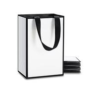 YACEYACE Lot de 10 mini sacs cadeaux en papier noir et blanc avec poignée pour fête, boutique, marchandise 13,3 x 9,5 x 20,3 cm