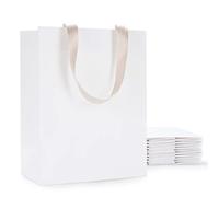 YACEYACE Lot de 10 sacs cadeaux en papier kraft blanc avec poignées 20,3 x 10,6 x 25,4 cm