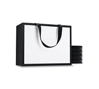 YACEYACE Lot de 20 sacs cadeaux blancs en vrac, 26,7 x 10,8 x 20,3 cm, sacs cadeaux blancs avec poignées en ruban, sacs d'anniversaire, sacs de fête, sacs de vente au détail