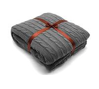 Yachee supérieure Coton Peigné Couverture tricotée Canapé couvertures Extra Doux Couverture pour lit, canapé., Smoky Grey, 120 x 180 cm