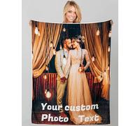 Yacheng Plaid Personnalisable,Collage De Photos Texte, Flanelle pour Adultes Et Enfants,Plaid Personnalise Photo,Cadeaux Personnalisés pour La Famille, Les Amis, Les Animaux De Compagnie (1 Photo)