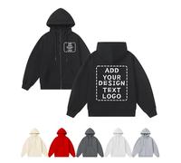 Yacheng Sweatshirt Personnalisable,Unisexes。Vestes Pull Personnalise.avec Images,Textes Et Logos Personnalisables À l'avant Et À L'Arrière. (Zip Hoodie-A)