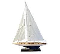 Yacht à voile Enterprise J Class détaillé en bois de 50 cm | Kit de bateau | Modèle de voilier | Ornement nautique