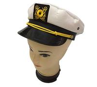 Yacht Sailor Chapeau de marin doré et blanc, blanc, Taille unique