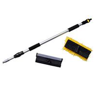 Yachticon Kit de Nettoyage N°1 - Balai Brosse télescopique alu 90-175 cm & Tête de Brosse de Rechange avec éponge & raclette