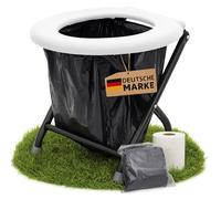 Yachticon Kit Toilette pliable avec 6 sacs Acier allié, Blanc/Noir