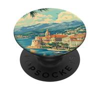 Yachts Under ATH Monte Carlo's Tower and Palms, Cadeau de Voyageur PopSockets PopGrip Adhésif