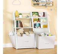 Yaciente Étagère Montessori à 3 niveaux pour enfants et jouets - Bibliothèque 2 en 1 pour tout-petits avec design en bandoulière et bacs à jouets pour un accès facile - Bibliothèque Montessori pour