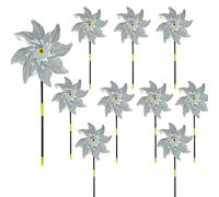 Yaclonq Lot de 10 Moulin à Vent réfléchissant,Moulins à Vent Anti-Oiseaux,pour décoration de Jardin, Dissuasion pour effrayer Les Oiseaux Loin de la Cour, pelouse, Patio, Ferme.