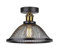 YACNYWJA Plafonnier Américain À Moitié Encastré en Métal, Abat-Jour De Plafond Noir Rétro, Luminaires Minimalistes Proches du Plafond, Plafonniers Décoratifs D'intérieur À 1 Tête, pour Salon