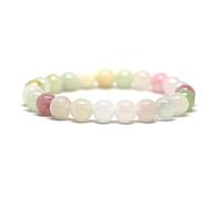 yacouta Bracelet en Jade Multicolore | Couleurs Pastel | 8mm | Pierres Naturelles | Fait Main || Double élastique || Couples, Amis, Famille, Parents | Idée Cadeau Anniversaires, Saint-Valentin, Noel