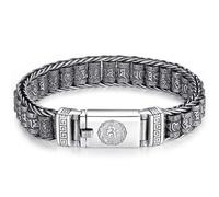 Yacriso Bracelet Roue de Prière « Six Caractères de Vérit頻, Bracelet Roue de Prière d'Inspiration Tibétaine pour Homme, Bracelet Vintage Porte-Bonheur et Prospérité (22cm/8.5 in)
